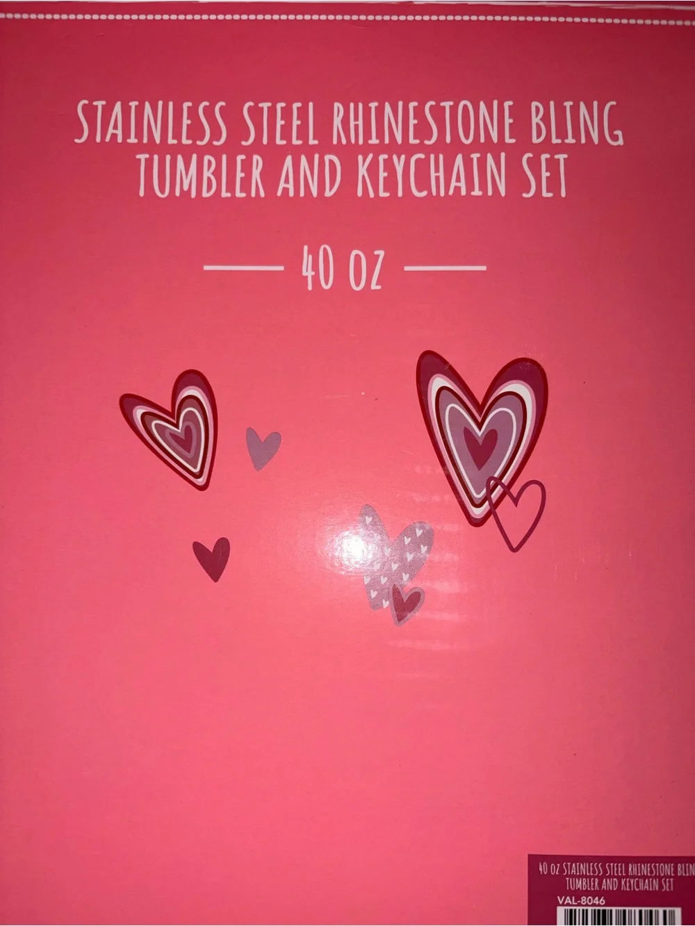Sparkling Hot Pink Rhinestone Travel Tumbler with Heart Keychain